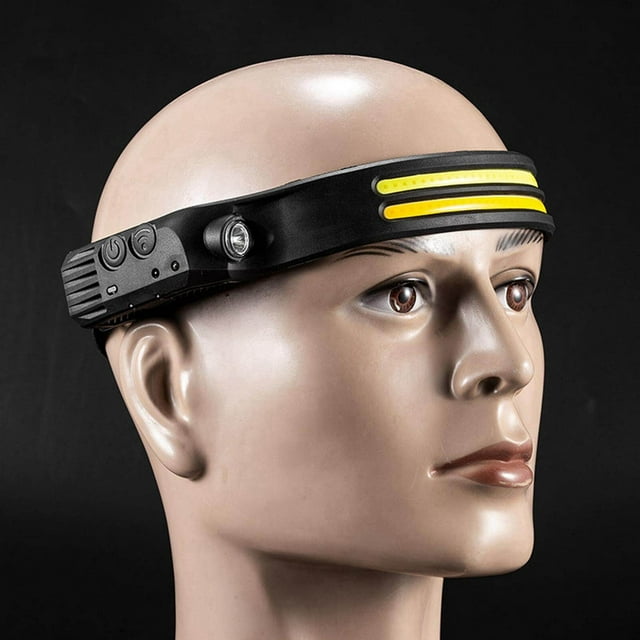 pitrice Bright COB LED Headlamp Work Light Rechargeable Hiking Climbing Jogging USB Torch No Red Light