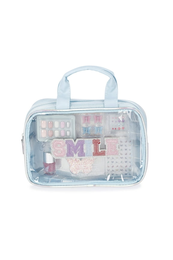 Girls Smile Zip Pouch and Beauty Accessories Set, 10-Piece Set, Multi