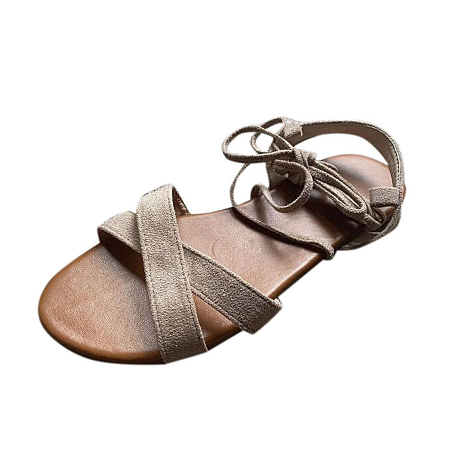 Fashion Suede Cross Sandals Flat Strap 