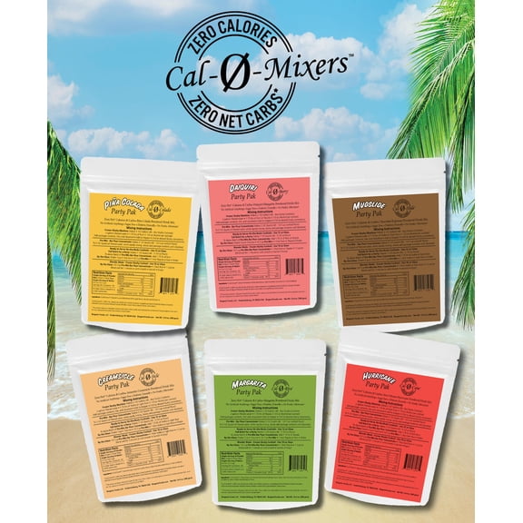 Skinny Cal-0-Mixers Zero Calorie & Carbs All Natural Cocktail Mix Powder - 40 Servings/ea Variety Pack