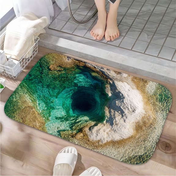 1pc Deep Well in Clear Water Absorbent Non-Slip Bathroom Thickened Flannel Rug Decor,Soft,Quick Drying,Suitable For Indoor/outdoor Use,Bathrooms,Bedrooms,Kitchens,Terrace,Laundry Rooms,16"x24"
