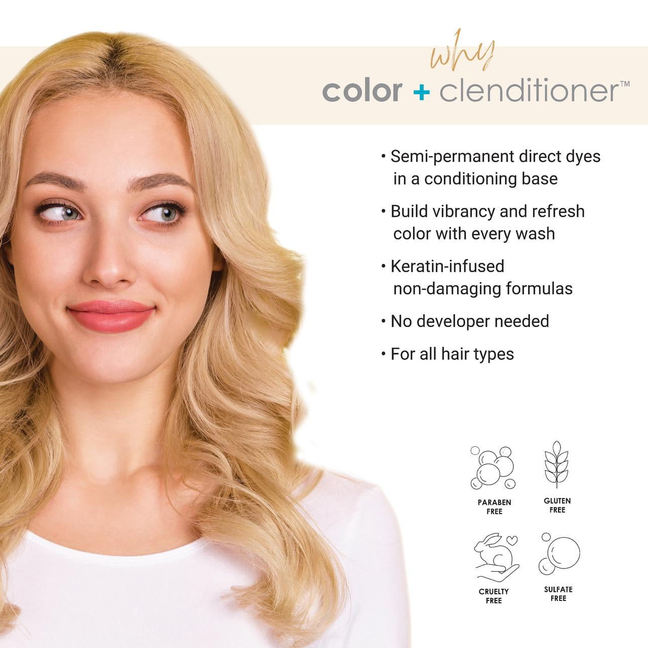 Keracolor Semi Permanent Hair Dye 3 in 1 Clenditioner, Honey, 12 fl oz