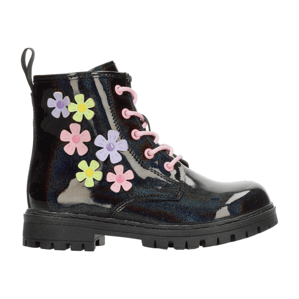 Bota Vavito Niña Negro Flores Cintas Infantil T18-22 negro 18