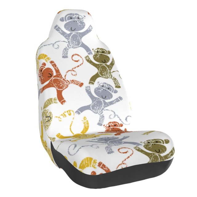 Lsque Cartoon Monkey Pattern Car Seat Covers for Front Seats , Waterproof Seat Covers for Cars, Sporty Front Seat Covers,Car Seat Cover Protector Front Seats