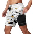 thumbnail image 1 of Sunyuer Men's Swim Trunks with Compression Liner 2-in-1 Drawstring Swimming Shorts Quick Dry Beach Board Shorts with Pockets, Cute Dachshund Dogs, XXL, 1 of 8