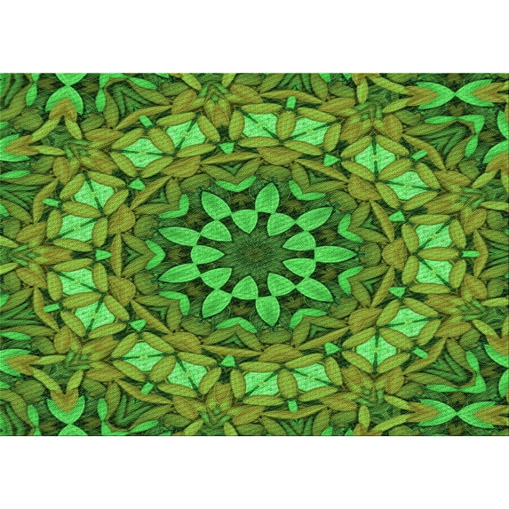 Ahgly Company Machine Washable Indoor Rectangle Transitional Pea Green Area Rugs, 4' x 6'
