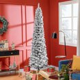 thumbnail image 2 of HOMCOM Snow Flocked Pencil Christmas Tree Slim Artificial Christmas Tree, 2 of 10