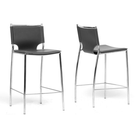Wholesale Interiors Montclare Leather Modern Counter Height Stool Set Of 2 Black Walmart Com