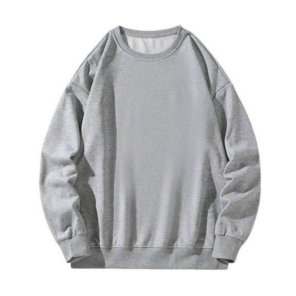 IROINNID Deals Crew Neck Pullover Sweatshirts Comfy Solid Graphic Print Long Sleeve Daily Fit Sweatshirts Tops,Gray