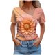 thumbnail image 1 of Top de Verano de las Mujeres, Cuello en V Moda Casual de Manga Corta Blusa, Primavera Y Verano Ligero Top, 1 of 9