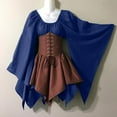 thumbnail image 2 of QLEICOM Women Medieval Renaissance Costume Dress, Vintage Cosplay Victorian Gothic Corset Dress, Gothic Vintage Court Banquet Dress, Bell Sleeves Mini Bodycon Dress with Peasant Bodice Blue M, 2 of 3
