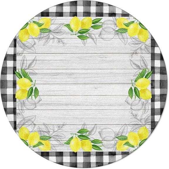 Summer Yellow Lemon, Elastic Fitted Edged Round Tablecloth Fade resistant Anti-Shrink Table Cloth Washable Table Cover for Indoor or Outdoor and anywhere you wanna use it 48"X 48"