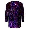 thumbnail image 5 of 3/4 Sleeve Shirts For Women Round Neck T Shirt Shiny Bright Print Casual Top Tunics Trendy Clothing, 5 of 5