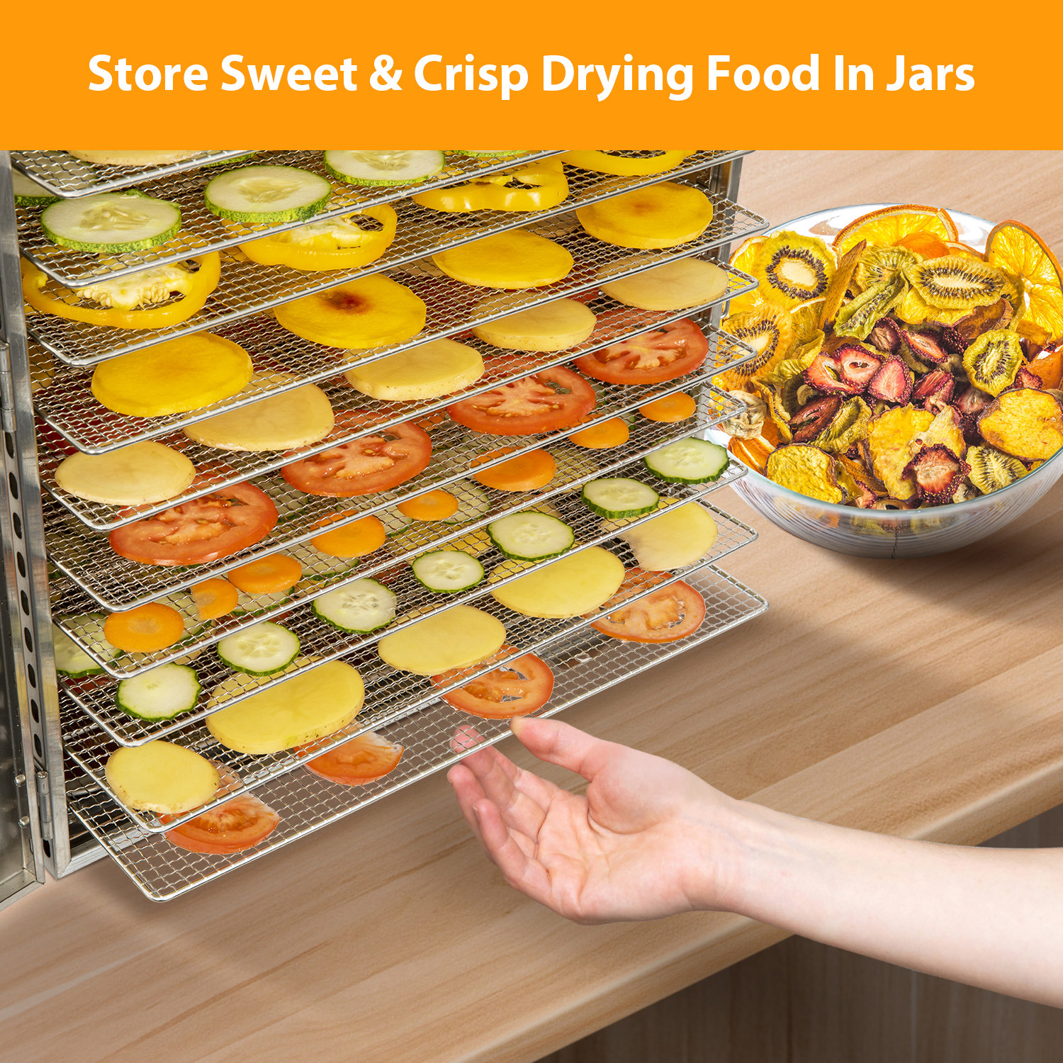 Joreek Food Dehydrator Machine, 20 Stainless Steel Trays, 1500W Power, 194°F Dehydrated Dryer for Jerky, Dog Treats, Herbs, Meat, Fruit, Yogurt and Veggies