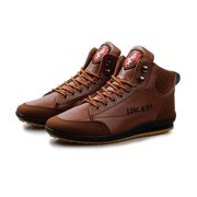 Korean Style Trendy All-Match Leather Shoes Leather Boots Shoes Sneakers light brown 44