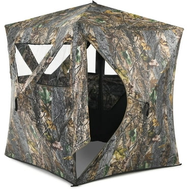 S AFSTAR 3-Person Hunting Ground Blind, Pop-up Ground Deer Blind with Carrying Bag & Carrying Bag, 360 Degree Mesh Windows & 270° Perspective Camouflage Hunting Blind Tent for Deer Turkey Hunting