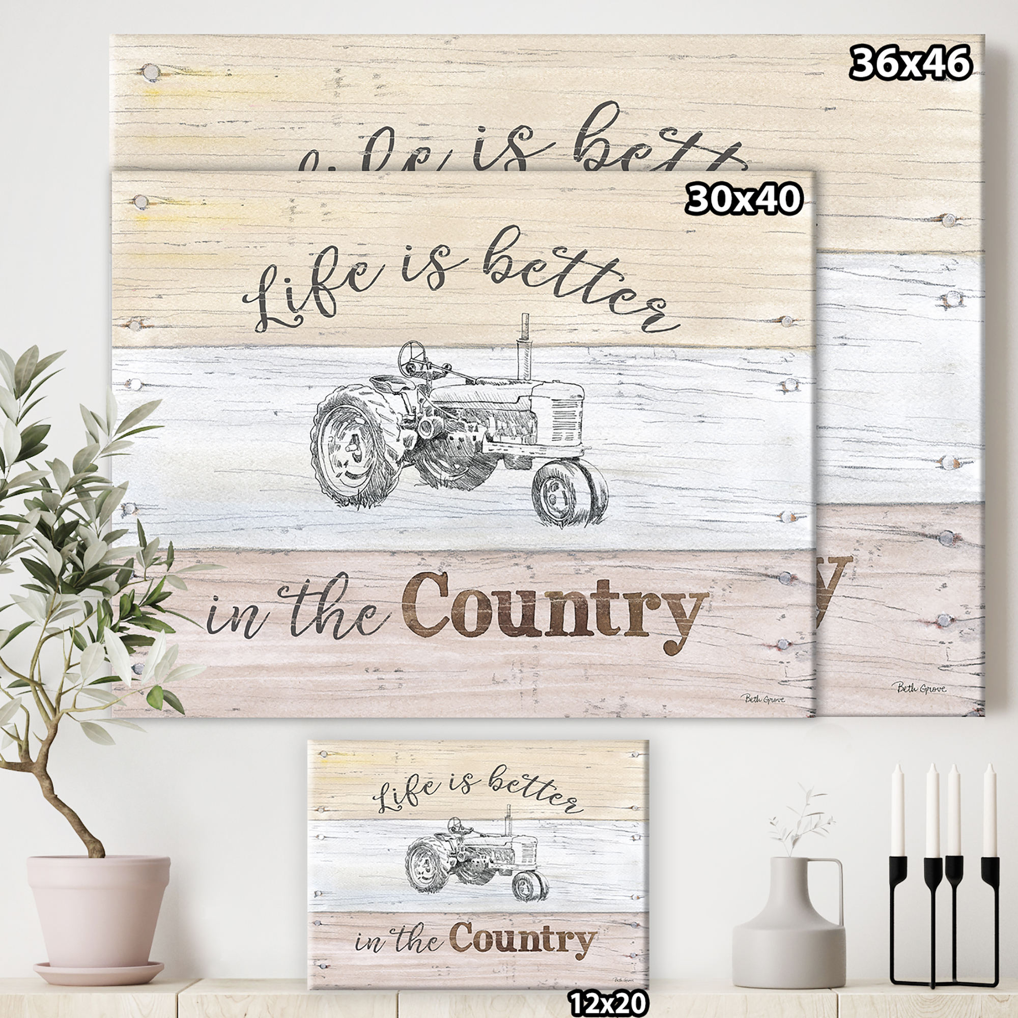 Designart 'Farmhouse Moment Tractors' Farmhouse Canvas Artwork