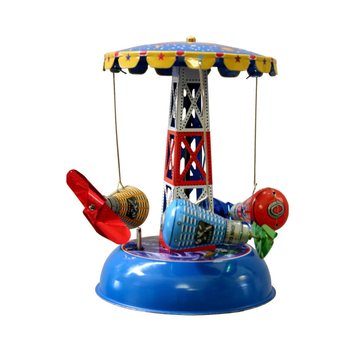6.5" Collectible Carousel with Space Capsule Tin Toy