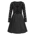 thumbnail image 4 of Runhomal Robe à Sequins pour Filles Col Rond Manches Longues Plissée Fête Mariage Robe Fleurie Noire 10, 4 of 6