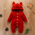 thumbnail image 2 of Mikilon Toddler Kids Boys Girls Cute Cartoon Rabbit Ears Solid Color Cotton Romper Pajama Onesie for Baby Girls 9-12 Months Red on Sale, 2 of 7