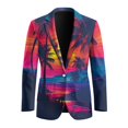 thumbnail image 5 of HELLHERO Retro Sunset Palm Print Suit Jackets, Slim Fit Blazer Lightweight Polyester Men's Blazer for Office, 5 of 8