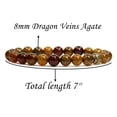 thumbnail image 3 of Dragon Veins Agate Gemstone 8mm Round Beads Elastic Bracelet 7 Inch, 3 of 5