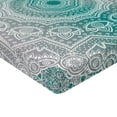 thumbnail image 2 of Ambesonne Grey and Teal Fitted Sheet, Mandala Occult Motif, Full Size, Teal Grey, 2 of 3