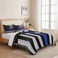 thumbnail image 5 of Full Quilt Set 78''x90'', Blue American Flag Lightweight Bedspread Coverlet Set with 2 Pillow Shams, Black White Stripe US Flag Retro Wooden Breathable All Season Quilt Bedding for Bedroom/Guest Room, 5 of 9
