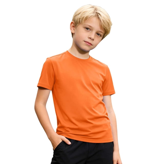 T-Shirts Athlétiques à Manches Courtes Unisexes pour Enfants, Hauts à Col Rond Extensibles pour le Sport, 3-14 Ans