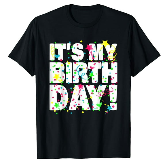 AALJY It's My Birthday Shirt for Men Women Teens Kids Confetti T-Shirt
