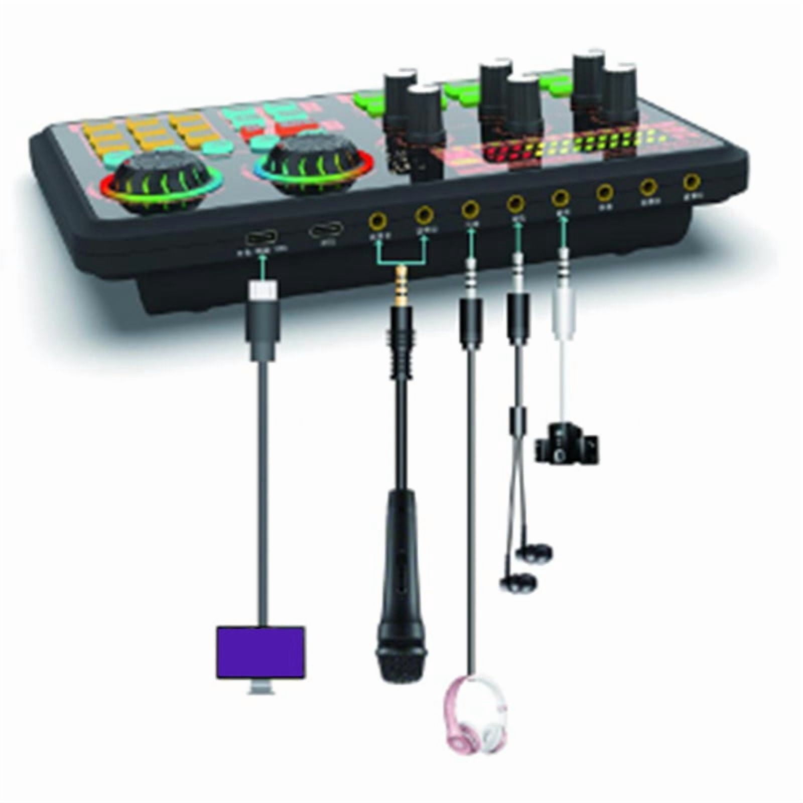 Sound Effects Board, Audio Interface, Live Sound Board for PC Microphone, Audio Mixer for Karaoke, Gaming