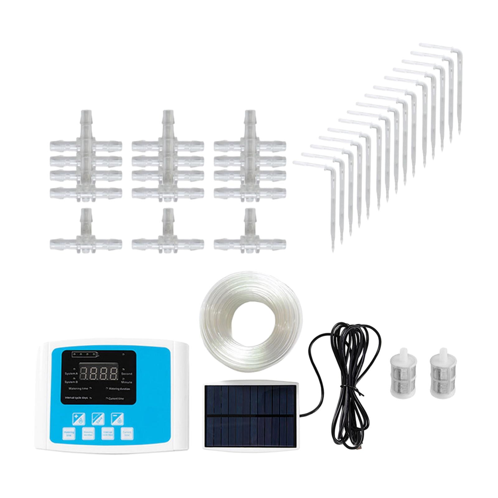 Automatic Watering System with Timer, DIY Automatic Drip Irrigation for Vacation, Potted Plant, Watering, Plants Double Pump Blue