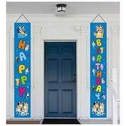 Blueys Theme Birthday Porch Sign Banner Party Supplies, Blueys Happy Birthday Banner Decoration for Birthday Decoration