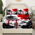 thumbnail image 3 of Erosebridal Japanese-Style Sheet Set Twin, Red Maple Tree Bedding Sets Twin Size, Watercolor Ink Decor 3pcs, 3 of 7