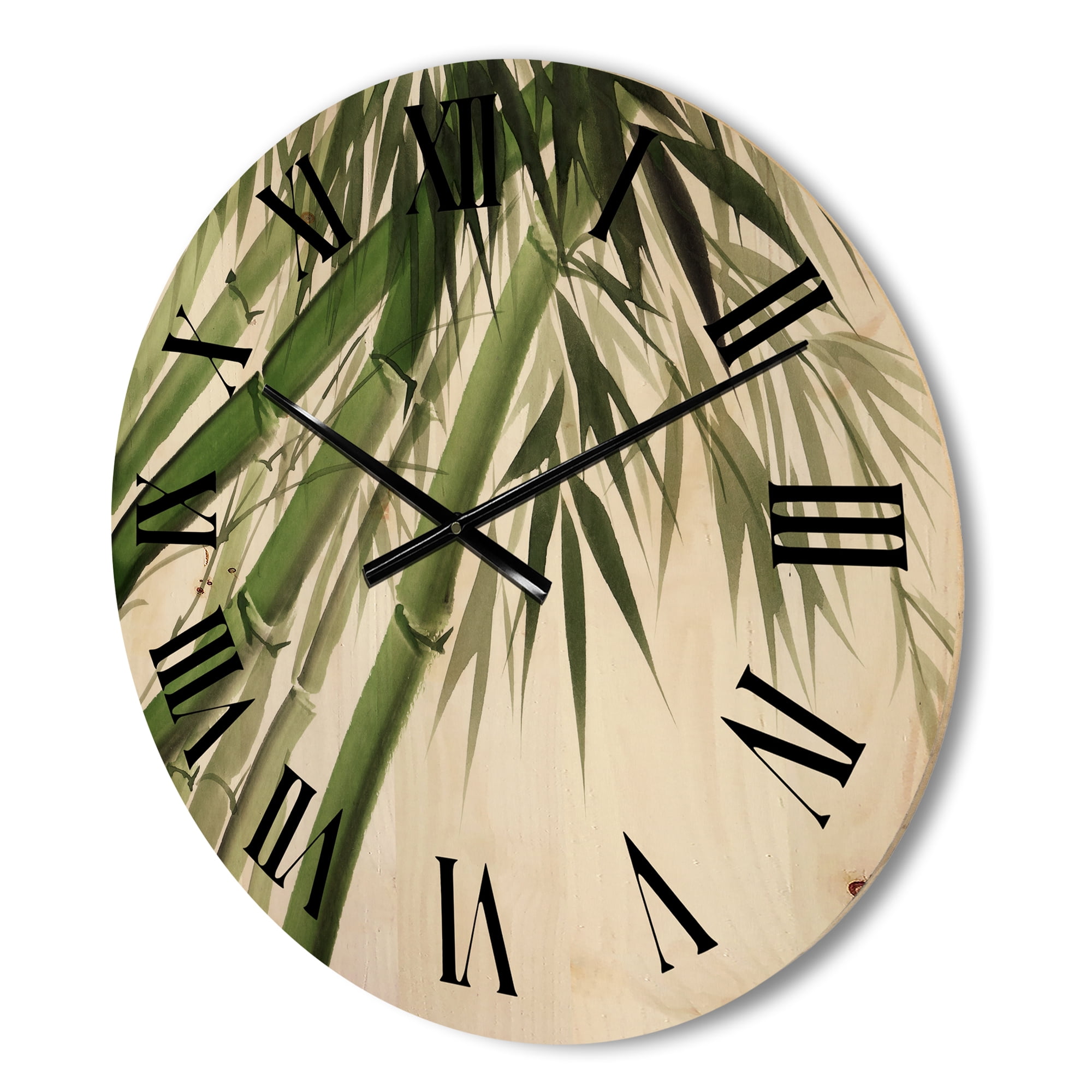 Designart 'Ancient Dark Green Bamboo' Traditional Wood Wall Clock