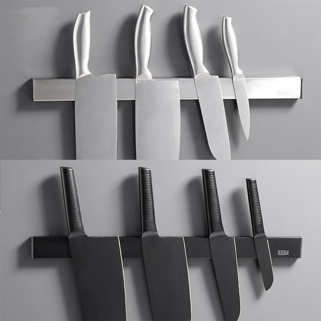 Fiudx Portacuchillos Magnético de Acero Inoxidable con Imán Potente, Organizador de Pared para Cuchillos, Multiusos, Fácil Instalación, 30 X 4 X 2 Cm.
