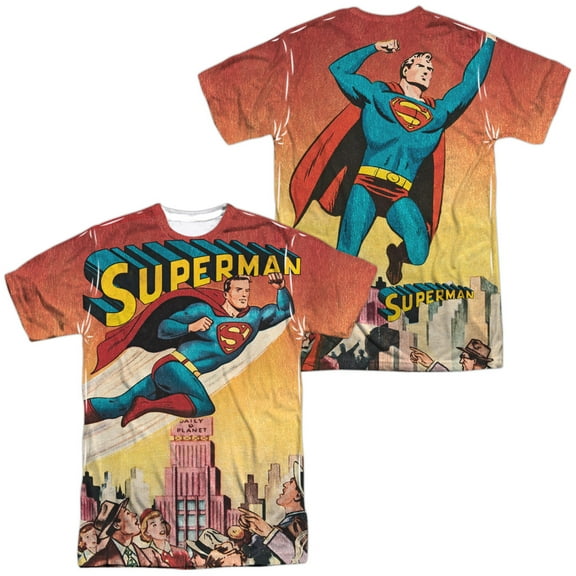 Superman City Flying Unisex Adult Sublimated Costume T Shirt (Front/Back), X-Large Multicolor