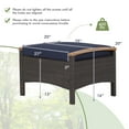 thumbnail image 3 of Costway Set of 2 Patio Rattan Ottoman Footrest Cushions Wooden Handle Navy, 3 of 9