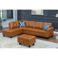 thumbnail image 3 of Devion Furniture Faux Leather Nailhead Trim Sectional Sofa with Ottoman, Brown, 3 of 3