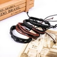 thumbnail image 5 of 4PCS Mens Handmade Leather Braided Surfer Wristband Bracelet Bangle Wrap G FWA, 5 of 7