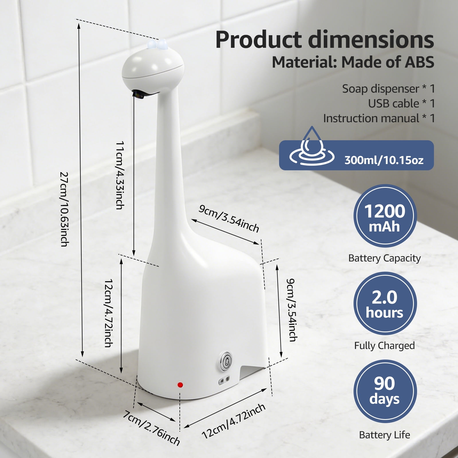 NUAHRHY Automatic Foaming Soap Dispenser, Giraffe Shaped 10oz Touchless Smart Dispenser, Whimsical Design Rechargeable with Infrared Sensor IPX5 Waterproof for Bathroom Kitchen, Unique Decor