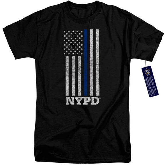 New York City Thin Blue Line Adult Tall T-Shirt 18/1 T-Shirt Black