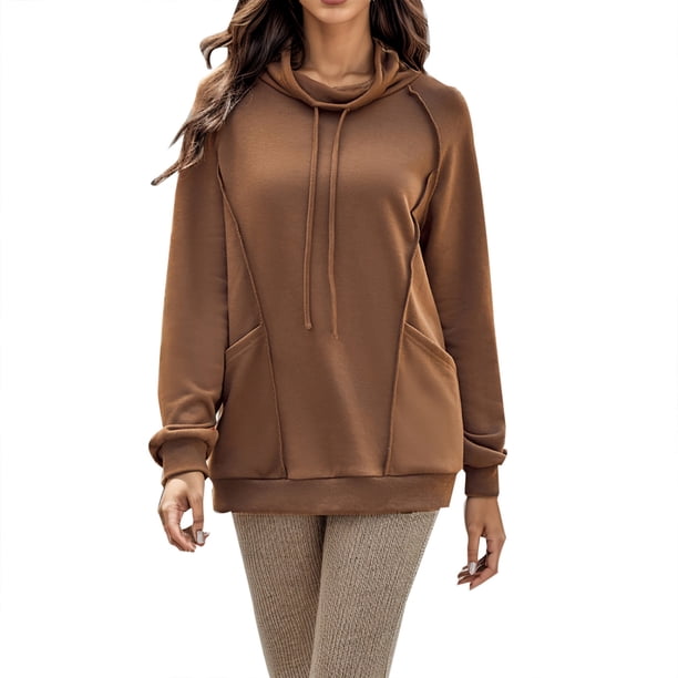 Gibobby Sudadera de mujer, Sudadera de Manga Larga con Capucha para Mujer, de Gran tamaño, Sudadera Deportiva(Marrón,G)