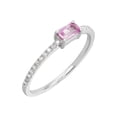 thumbnail image 2 of Women's Welry Natural Emerald-Cut Pink Sapphire Ring with 1/10 ct Diamonds in 14kt Gold, 2 of 5