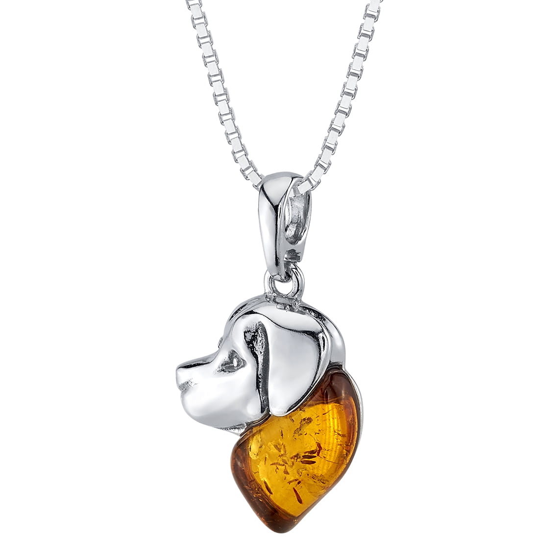 BALTIC AMBER STERLING SILVER 925 BULL ANIMAL HEAD PENDANT NECKLACE JEWELLERY