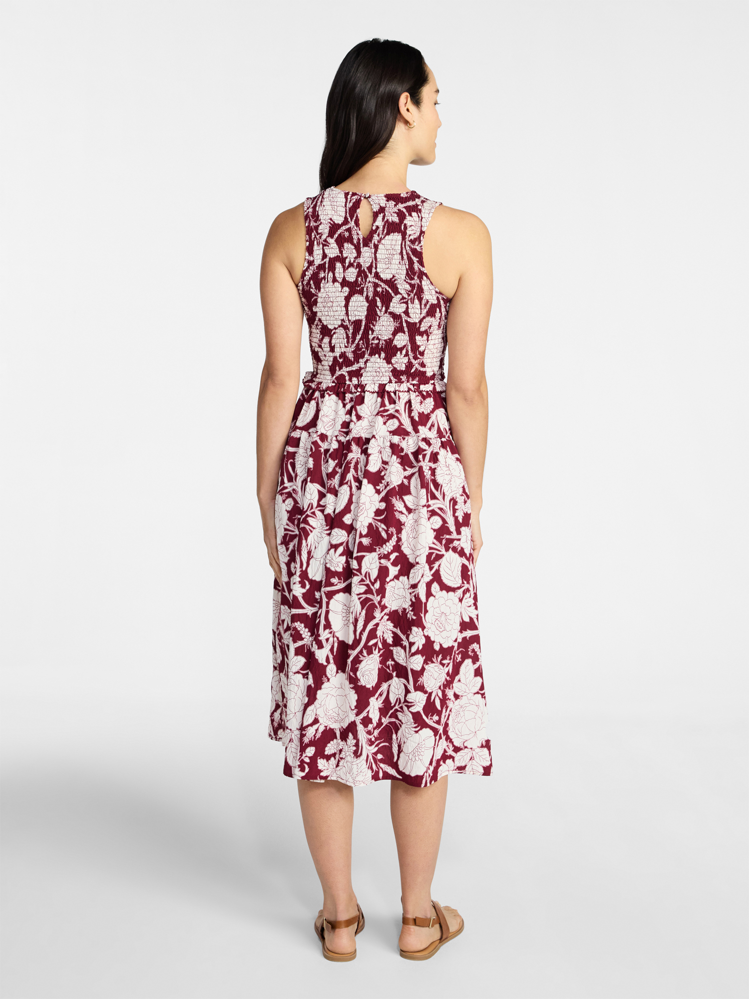 Time and Tru Women's Sleeveless Smocked Midi Dress, Sizes XS-4X