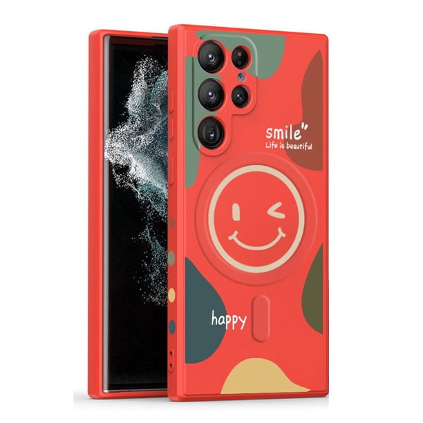 Happy Smile Camouflage Magfit Funda De Silicona Suave De Carga Inalámbrica Para Samsung S23 Ultra/S22 Plus S23 + S22 S22 + Imán