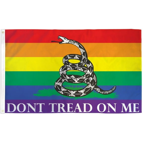 Don't Tread on Me (Rainbow) Gadsden Flag 3x5ft Poly