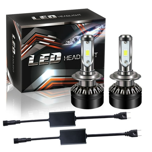 H7 LED Headlight Bulbs Low and High Beam Conversion Kits, 6000K White COB Chips Super Bright Replacement 12V Halogen Plug and Play, 2-Pack
