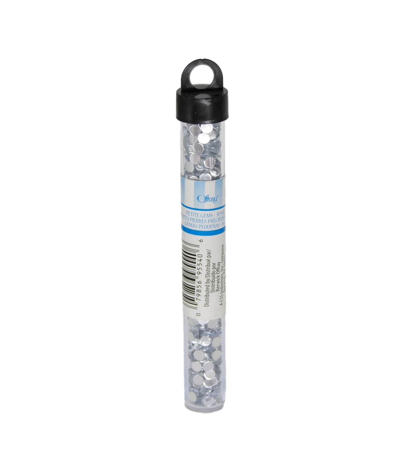 Offray Accessories, Silver Multi Faceted Gems in Tube add a wonderful sparkle to craft projects, .317 ounces, 1 Package
